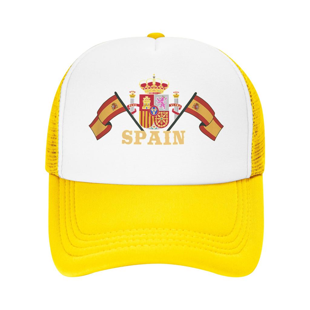 Het wapenschild van Spanje Zonnehoeden Spaanse Vlag Vintage Unisex Unisex Mesh Hip Hop Hoeden Vizier Print Wandelen Vissen Pet