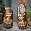 Süße Giraffen-Print Flauschige Hausschuhe Rutschfeste Dicke Sohle Plüsch Warm Geschlossene Zehen Indoor-Pantoffeln Für Männer Frauen