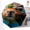Capybara Themed Travel Umbrella 8 Ribs Automatic Opening and Closing, Portable Folding Design, Compact and Stylish Umbrella Suitable for Out