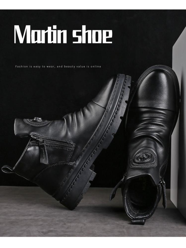 Men's High Top Boots Comfortable Ankle Boots Side Zipper Casual Shoes Non-Slip Durable Sole Fashion Streetwear Sneakers For Men