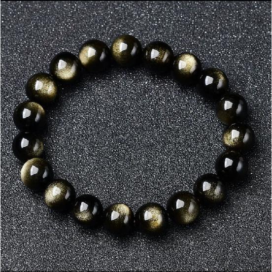 

Natural obsidian bracelet for men, crystal personalized gold obsidian couple s bracelet for men and women 8mm Bracelet