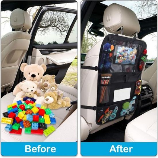 2 Pack Backseat Organizer, Storage Organizer with 12.5 Inch Tablet Holder Tissue