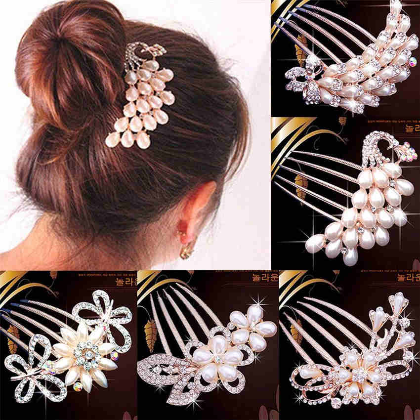 Fashion Flower Design Females Hair Accessories Clip Beautiful Plate Hair Comb Clip Hair Insert