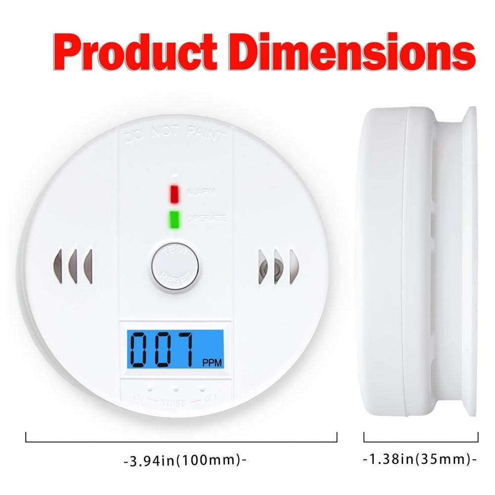 Carbon Monoxide Detectors Co Detector Battery Powered With LCD Display For Home