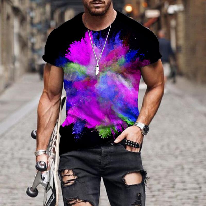 3D Digitaldruck T-Shirt Teenager Herren Kurzarm Oberteil Vielseitig Atmungsaktiv