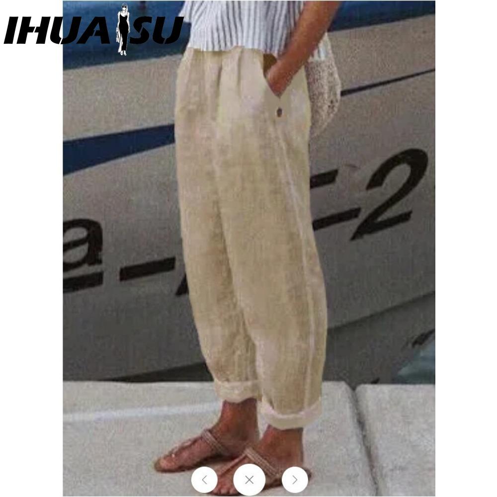 IHUASU 8 Barev Dámská Móda Ležérní Jednobarevný Potisk Kalhoty & Capri s Vysokým Pasem