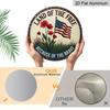 2D Flat, 1Pc Round Patriotic Aluminum Wall Art Sign - American Flag & Floral Design, "Land of the Free" Text, Easy To Hang with Pre-Drilled Holes