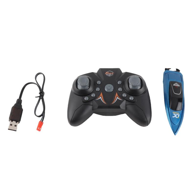 2.4G Remote Control Boat USB High Speed Electric Toy Boat Waterproof Mini Remote Control Speedboat Toy Blue