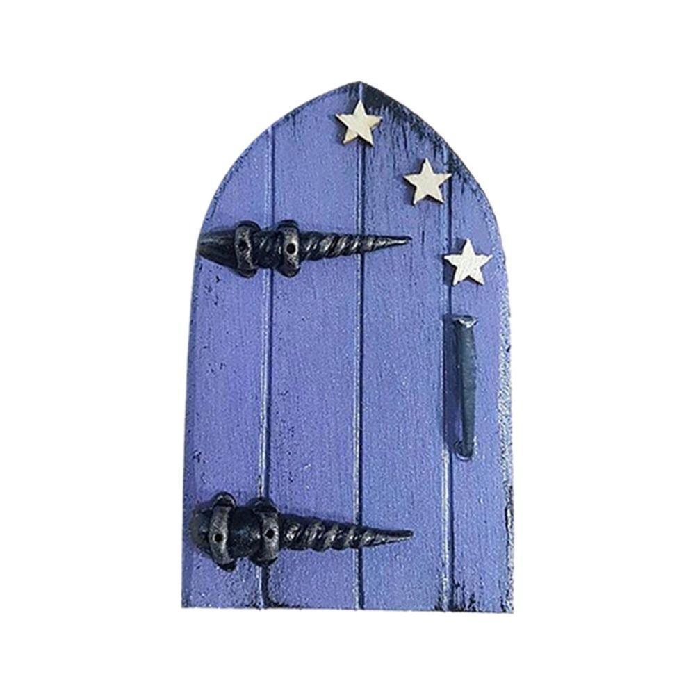 Creative Miniature Wooden Door Engraved Design Yard Art Statue Gift Windows Door Figurines