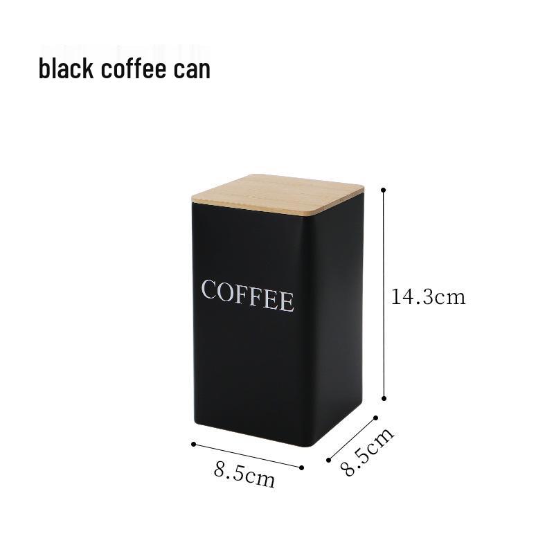 Minimalist Bamboo Lid Wrought Iron Tea Caddy & Glass Storage Jar