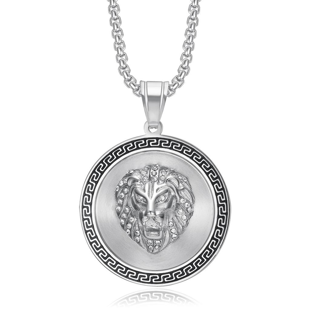 2026 Jewelry Fashion Trend Inlaid Zircon Men's Party Jewelry Accessories Lion Head Pendant Necklace