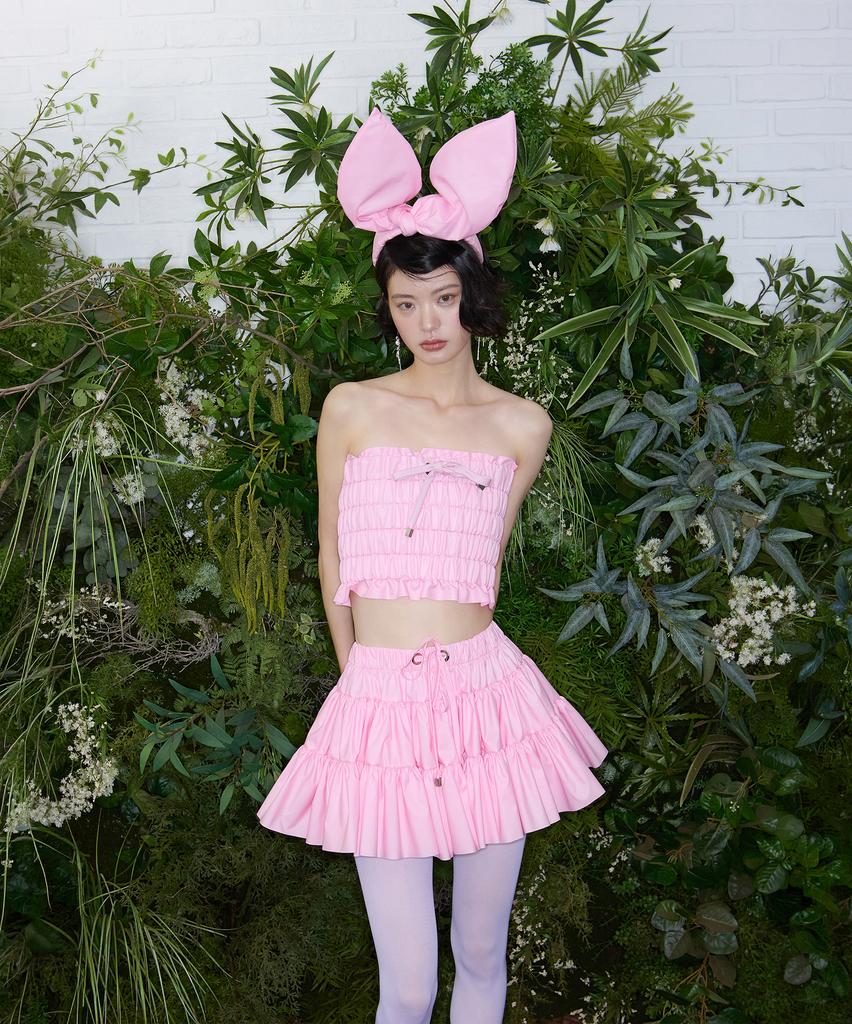 Leobyui Cabbage Tiered Skirt Pink