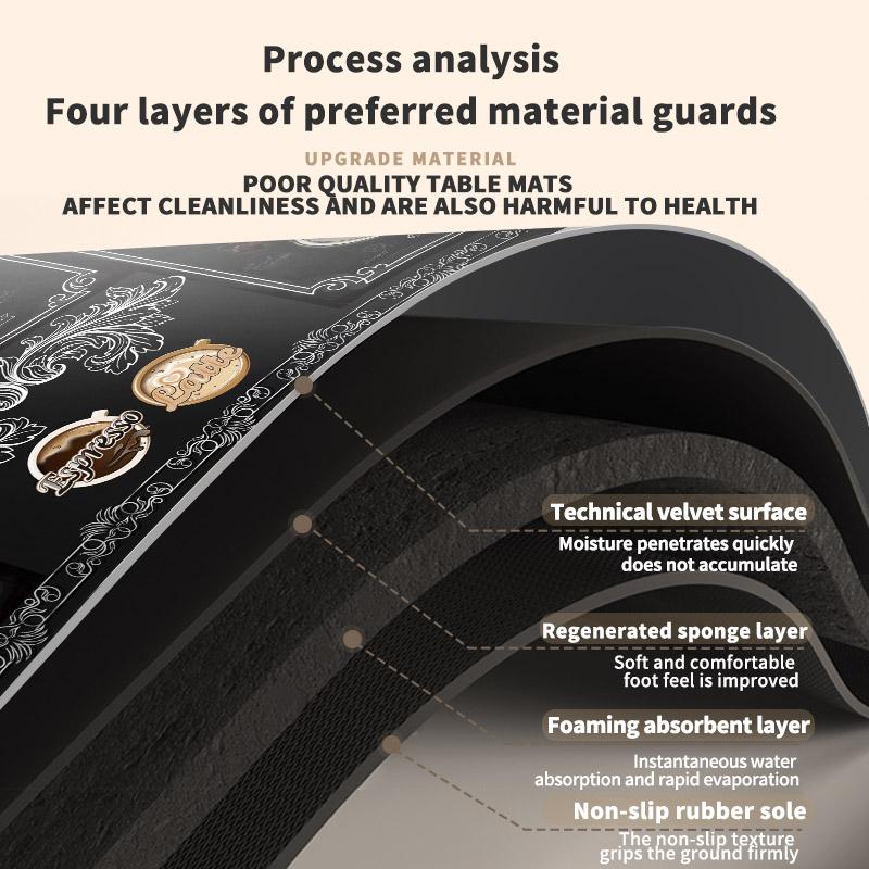 Vintage Coffee Machine Mat Retro Waterproof Kitchen Dish Drying Mats Quick Dry Non-slip Drain Pad Placemat Tableware