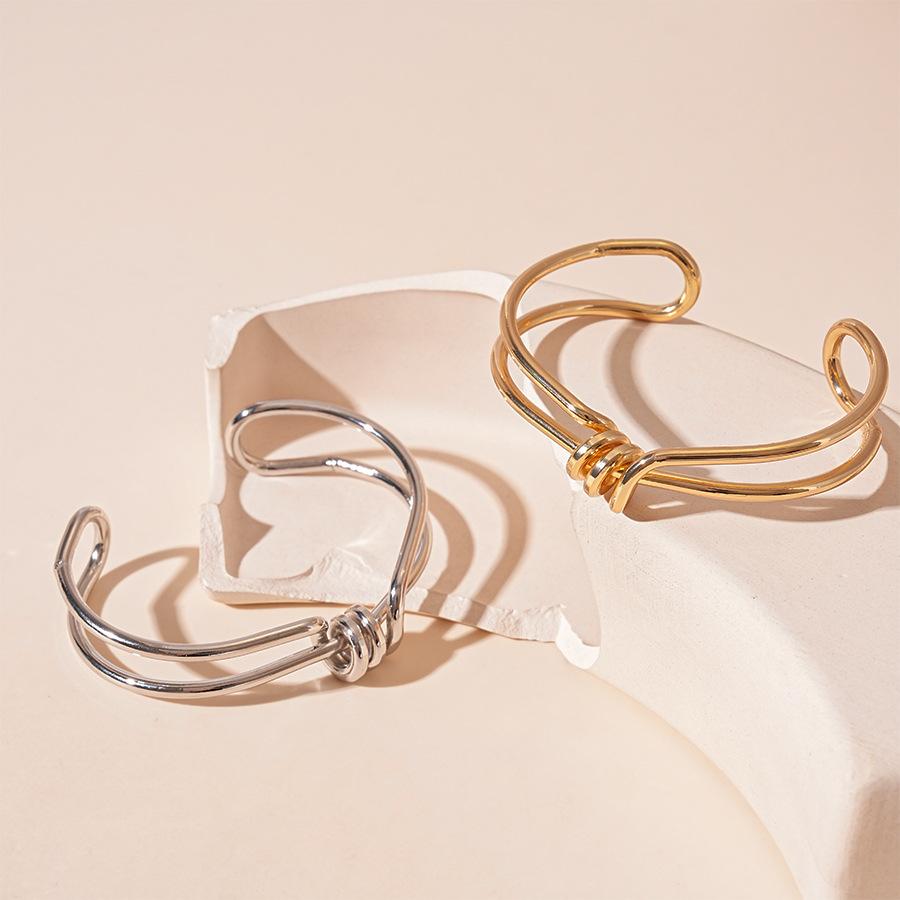 Metallic Double Geometric Knot Open Bracelet Commuter Temperament Jewelry