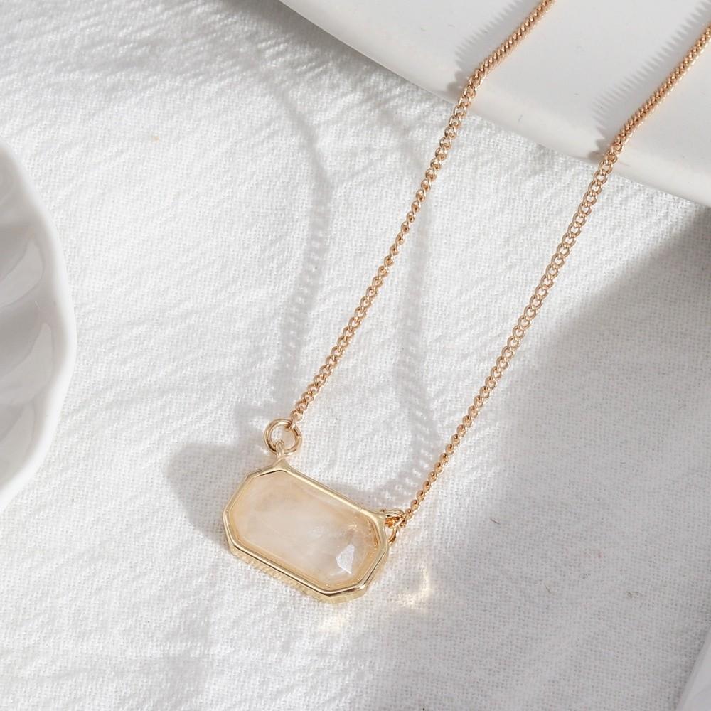 Handmade Semi Stone Choker Natural Stone Square Pendant Fashion Raw Gemstone Necklace Yoga