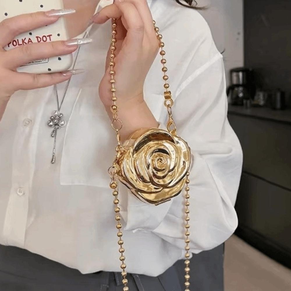 New Beaded Handheld Metal Lipstick Bags Small Gold Chain Crossbody Bag Silver Elegant Shoulder Bag Women