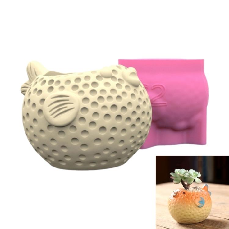 Pufferfish Shaped Silicone Vase Mold Suitable for Making Succulent Vase