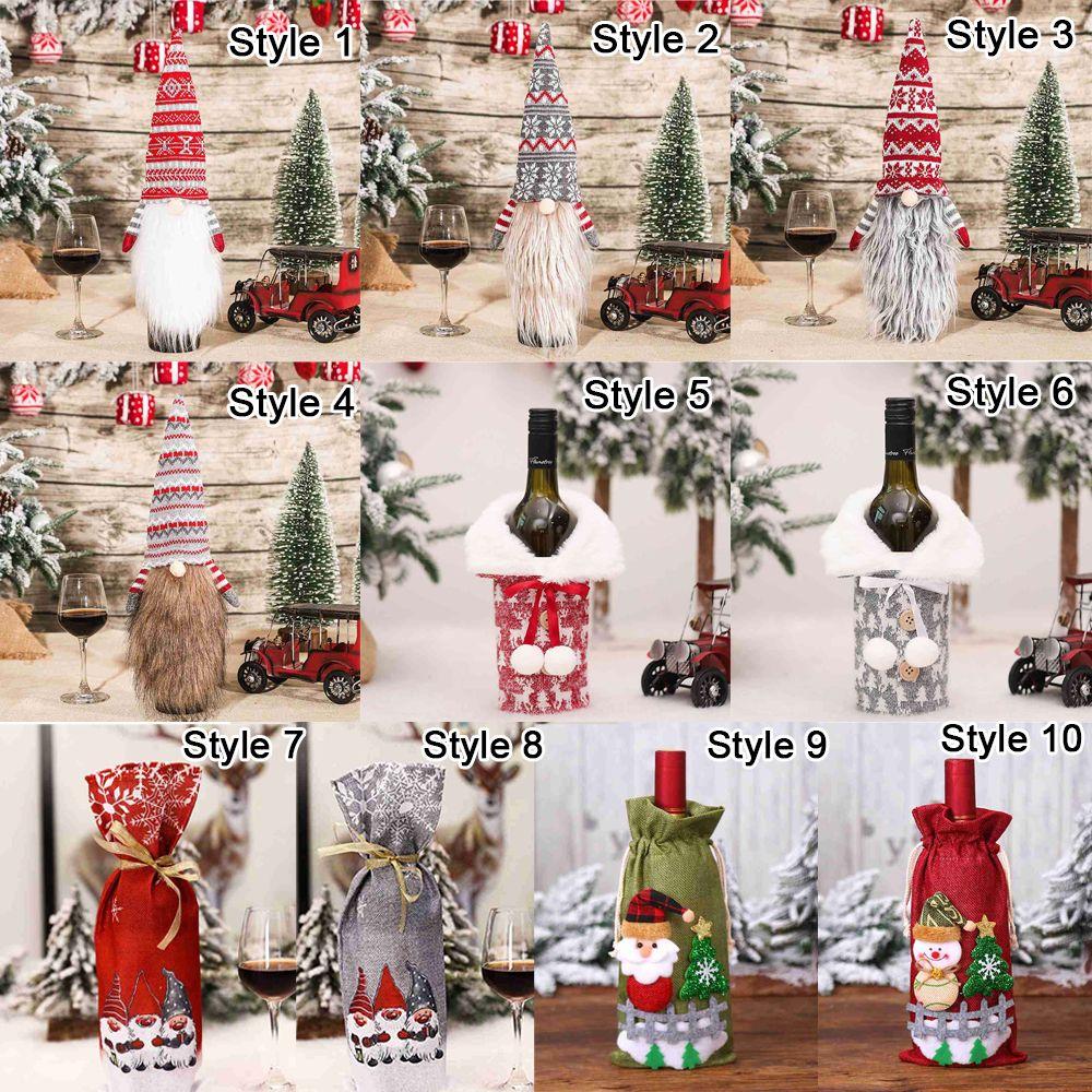 Home Decoration Snowman Xmas Gift Christmas Ornaments Santa Claus Bottle dress up Wine Bottle Cover