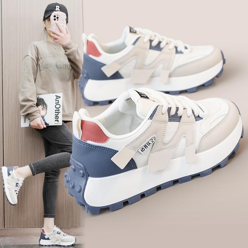 Spring and Summer Breathable Mesh Sneakers Casual Women Shoes with Thick Soles and Round Heads Sneakers