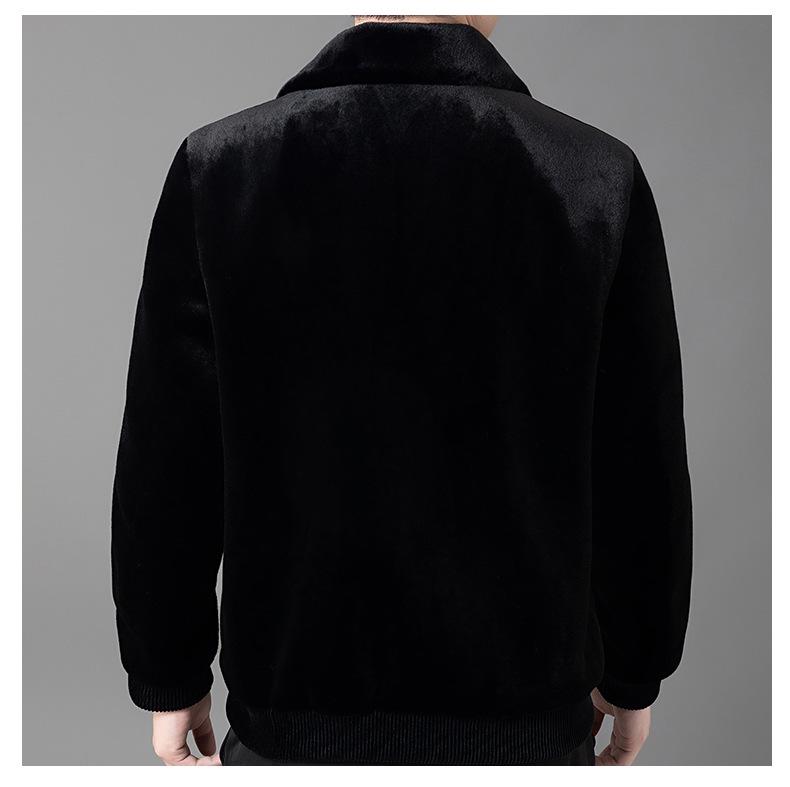 Men's Winter Faux Mink Coat 2025 - Warm, Thickened, Solid Color Lapel for Middle-Aged and Young Business Casual.