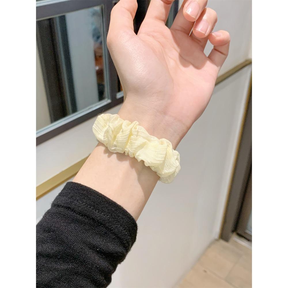 Soft Cute Ice Silk Stripe Elastic Hair Tie Strap for Apple Watch Band Series 11/10/9/8/7 SE Ultra Wrist Bracelets for iWatch 49/46/45/44/42/41/40/38mm