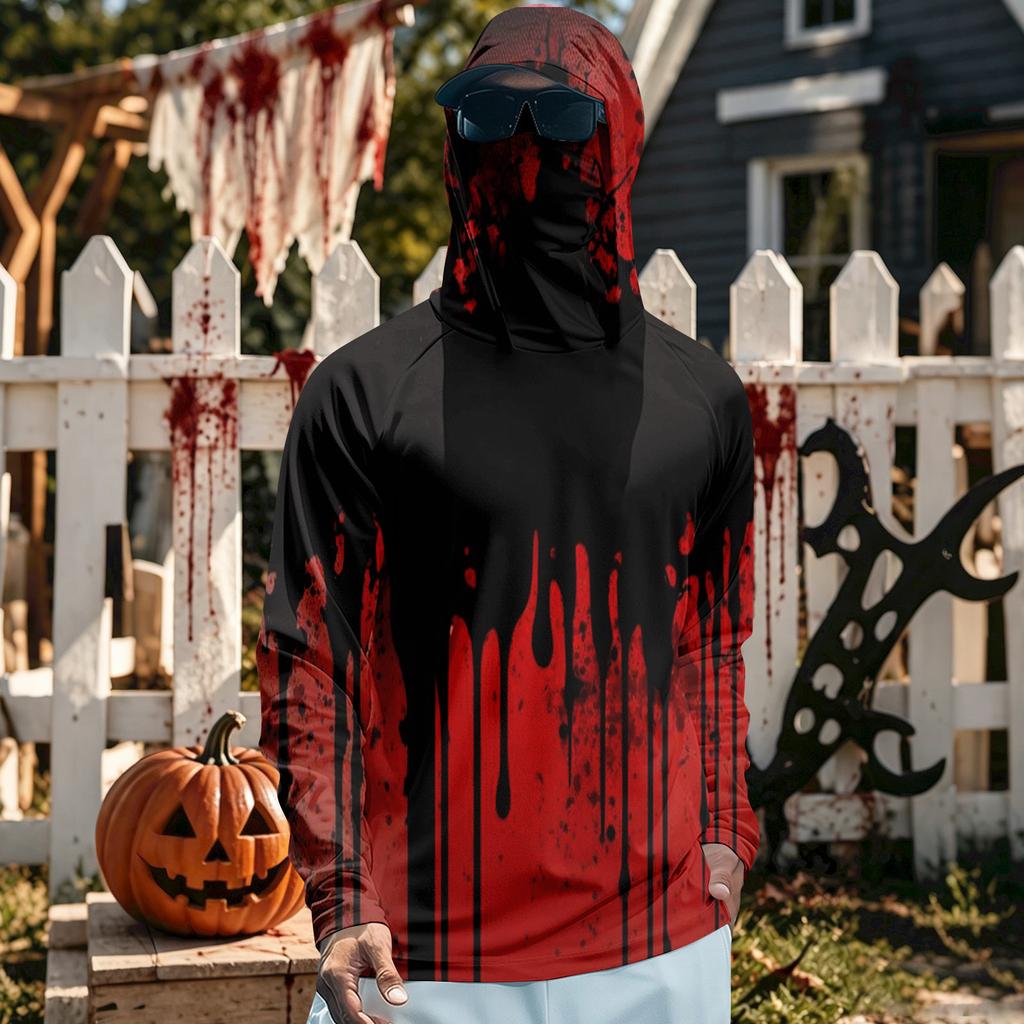 Men's Quick Dry Long Sleeve Sun Hoodie for Fishing Gym Running