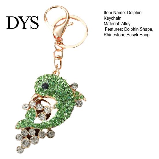 Rhinestone Dolphin Charm Keychain Sparkling Sea Animal Car Key Ring Holder Backpack Anti-oxidation Purse Handbag Christmas Birthday Gifts for