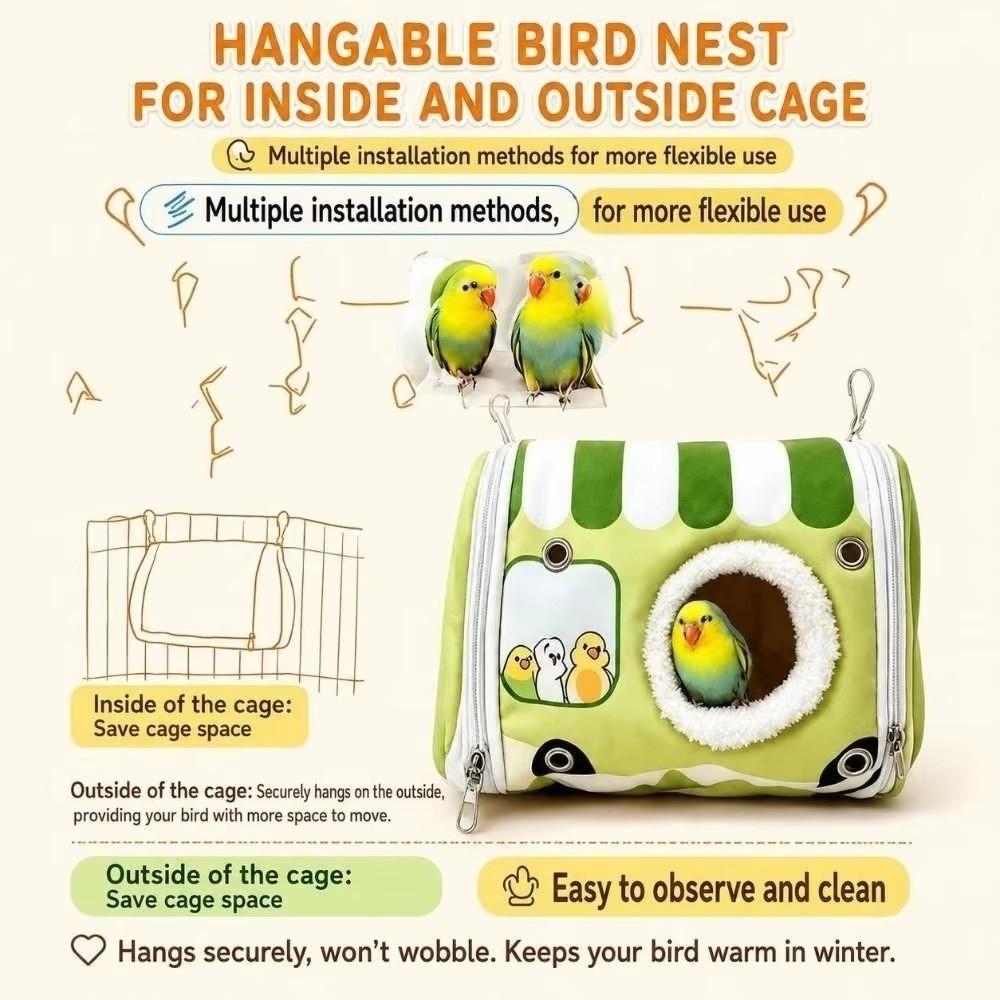 Warm Bird Sleeping Cushion Chew-Proof Hanging Parrot House Washable Parrot Warm Nest for Cage