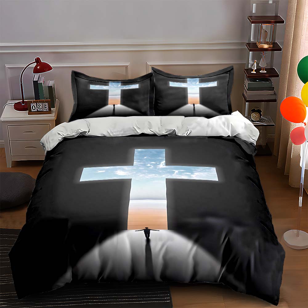 

Cross-shaped landscape. Bedding Duvet cover sets Duvet covers Pillowcases gifts (1 * Duvet Cover 2 * Pillowcases, without duvet insert) 135x200cm