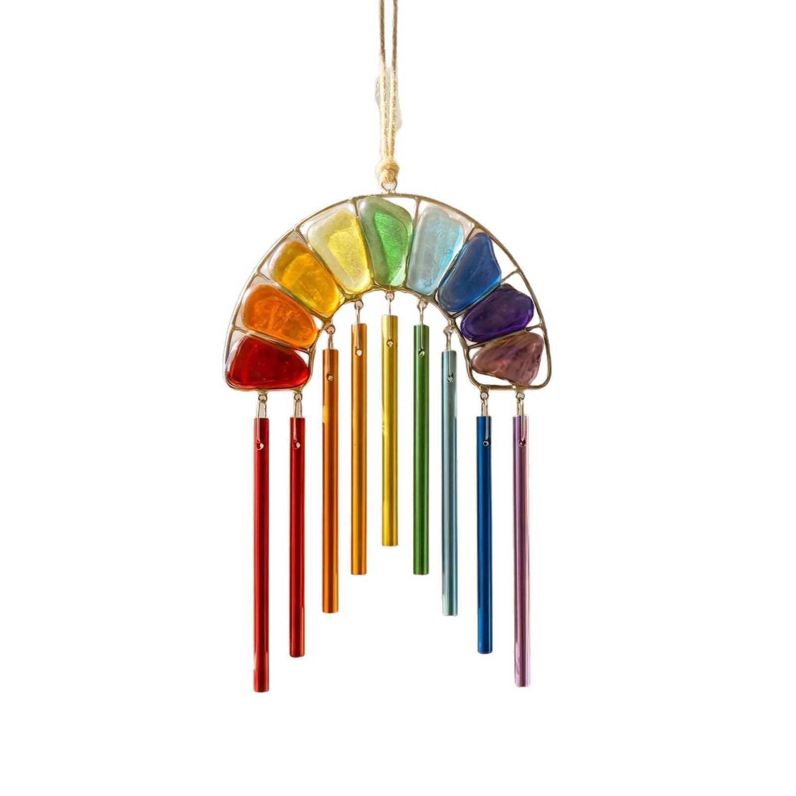 

Chakra Crystal Wind Chime, Colorful Glass Suncatcher With Metal , Home & Garden Decor One Size