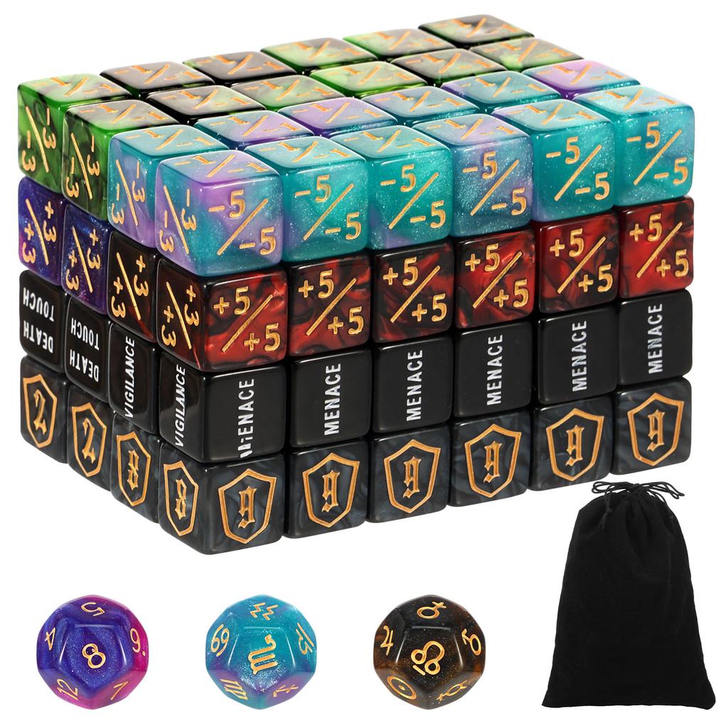 78/99 Pcs Counter Dice Set Acrylic Plus and Minus Dice Set Polyhedral Dice Toys with Storage Pouch for Party Games Accessories