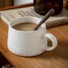 Nordic Sesame Glazed Coffee Cup Simple Ceramic Mug Breakfast Milk Mug Spoon with Lid Retro Large Capacity Oatmeal Cups