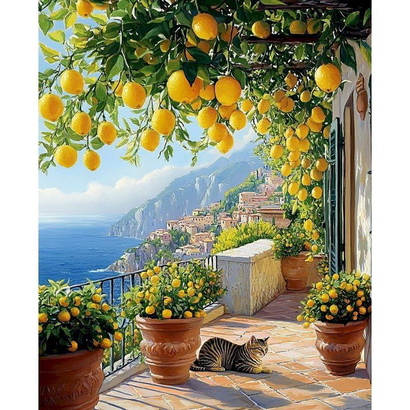 GATYZTORY Pittura Fai da Te con Numeri Con Cornice Paesaggio di Villaggio Pittura Acrilica su Tela Quadro con Numeri per Adulti Kit per Principianti
