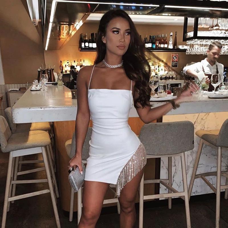 European & American Style 2024 Summer Women's Off-Shoulder Backless Pendant Hem Dress