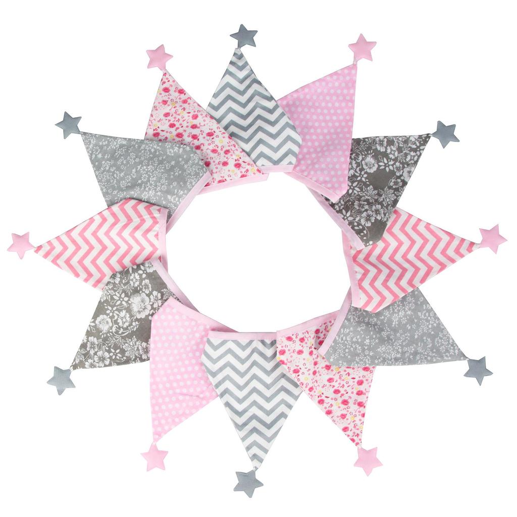 Nordic Star Cotton Triangle Flag Banner for Wedding or Kindergarten Decor