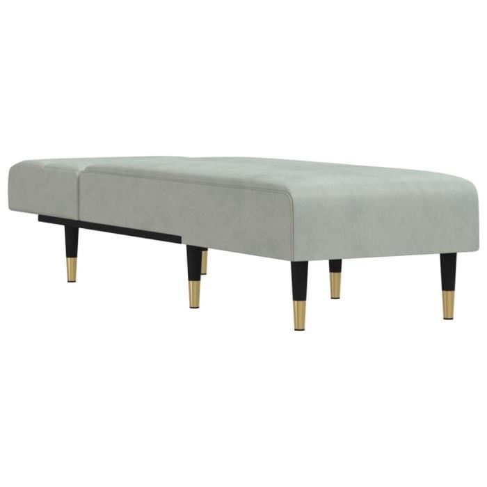 VidaXL Chaise longue gris clair velours 352808
