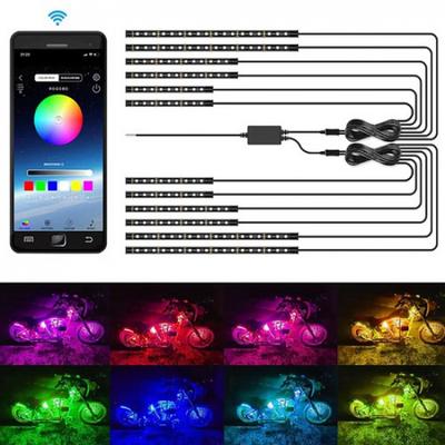 Motorcycle RGB LED Strip Under Car Tube Underglow System Underbody NeonLight Kit