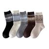 Winter and Autumn Wool Socks - Children's Fel Island Bow Tie Mid-length Socks, Warm and Retro Marbled Ribbed Pile Socks