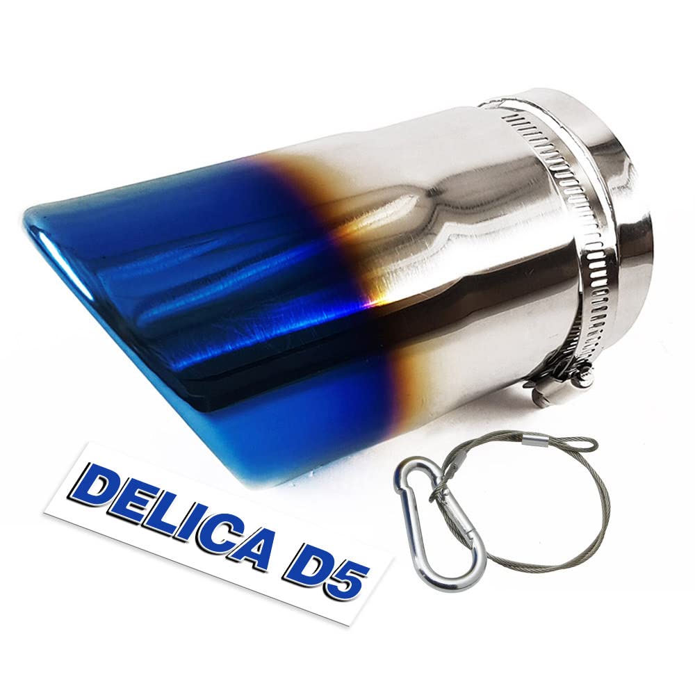 Mitsubishi Compatible Delica D5 New Delica Compatible Muffler Cutter Single Titanium Grill with Drain Outlet Exterior Stainless Steel "With Anti-Slip
