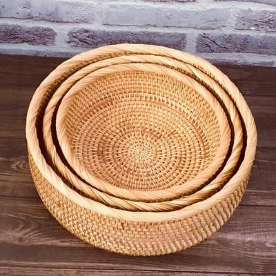Vietnamese Rattan Woven Basket Set: Candy, Storage, and Round Fruit Trays