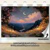 2D Enchanted Floral Night Backdrop, Dreamy Starry Valley & Moonlight Wall Art