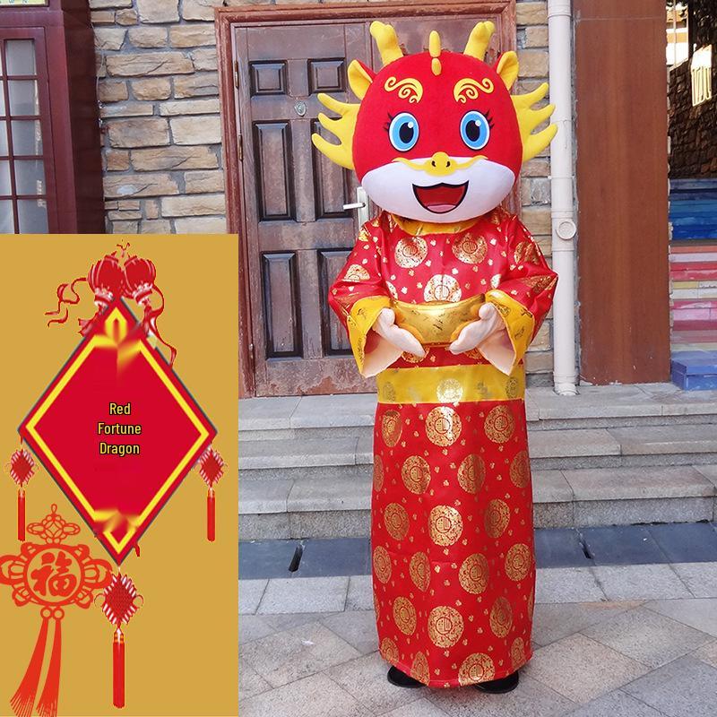 Dragon Zodiac Mascot Costume: New Year Cartoon Performance Outfit