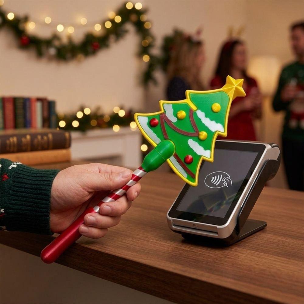 3D Printed Christmas Payment Magic Wand Non-Contact Xmas Credit Card Holder Checkout