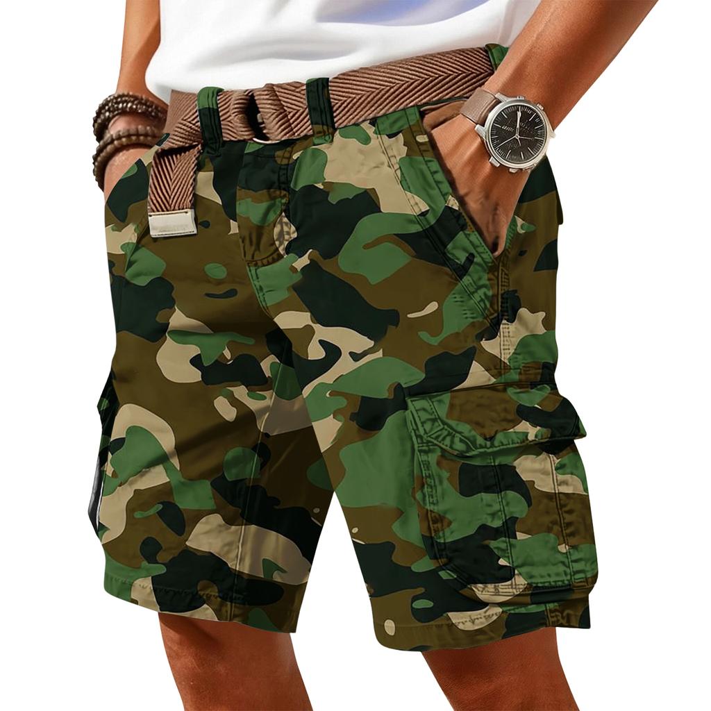 Men's Casual Trend Camouflage Print Shorts - Men's Multi-pocket Workwear Sports Shorts (without Waistband)