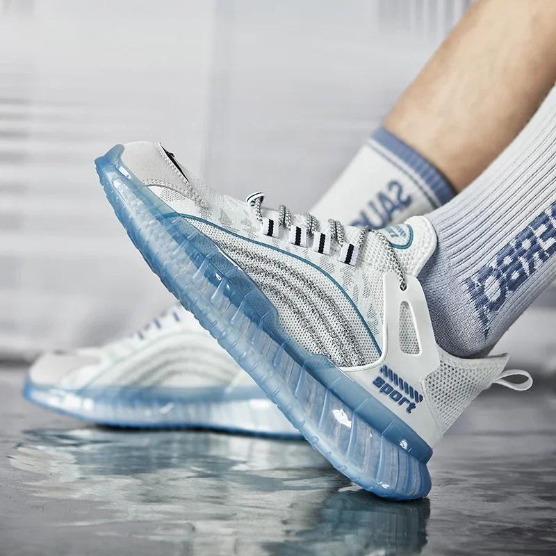 Trendy Men's Sneakers Mesh Breathable Summer Soft Sole Casual Sports Shoes Lightweight Non-slip Wear-resistant Men Running Shoes