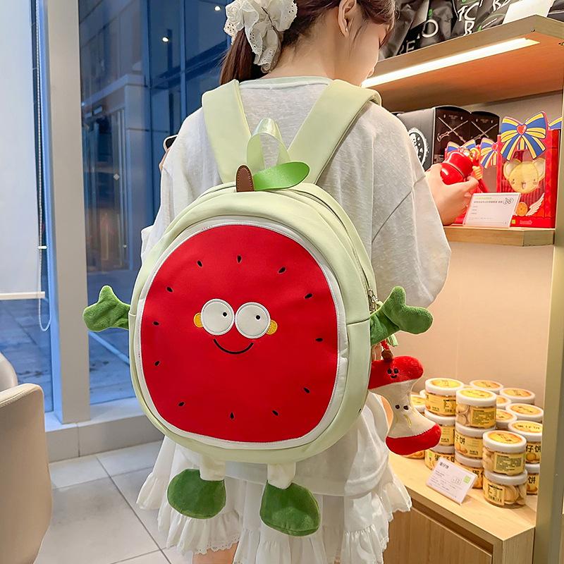 Rucsac Cartoon Proaspăt Pepene Verde 2025: Rucsac Școlar Studențesc de Mare Capacitate & Geantă Crossbody Super Drăguță