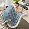Thickened Warm Coral Fleece Blanket Soft Cozy Striped Pattern Throw Blankets for Sofa Bed Autumn Winter Plush Duvets Blankets