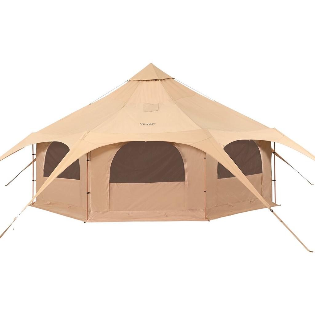 Canvas Tent, 4 Seasons 5 M/16.4 Ft Bell Tent, Canvas Tent for Camping with Stove Jack, Breathable Yurt Tent for Up To 8 People, Family Camping Outdoor