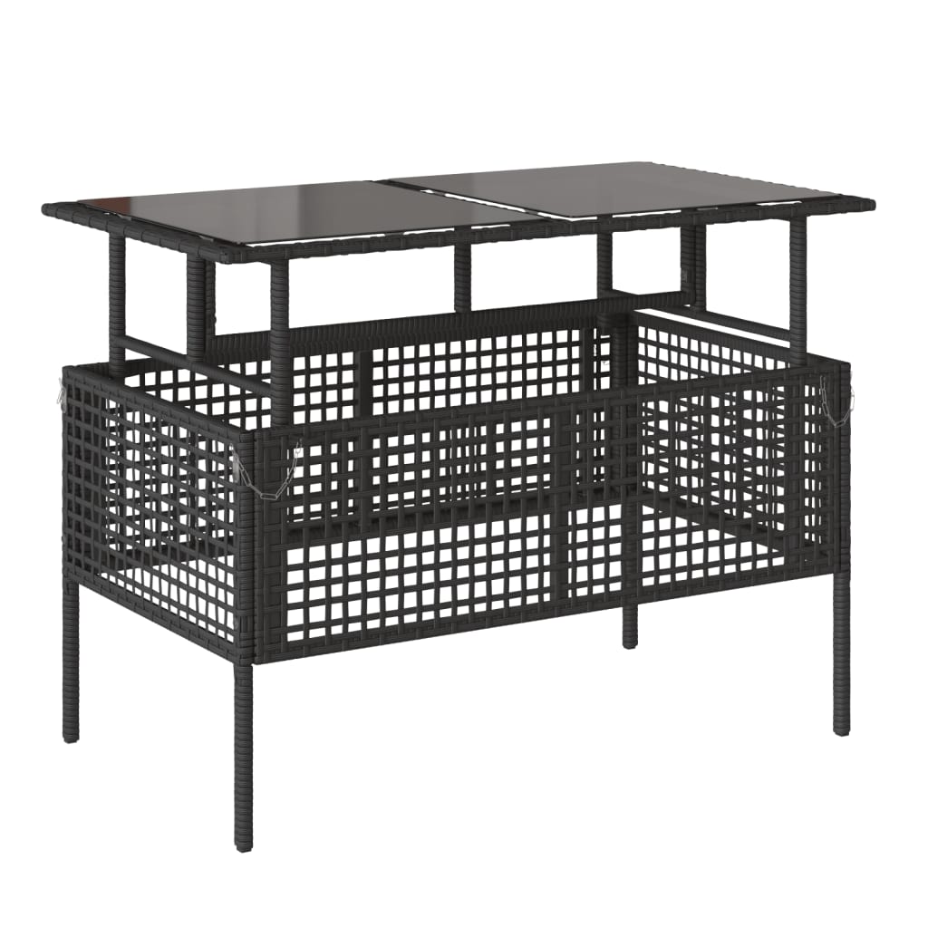 4 Piece Garden Sofa Set with Cushions Black Poly Rattan Glass Table