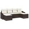 6 Piece Brown Poly Rattan Sofa Set with Cushions
